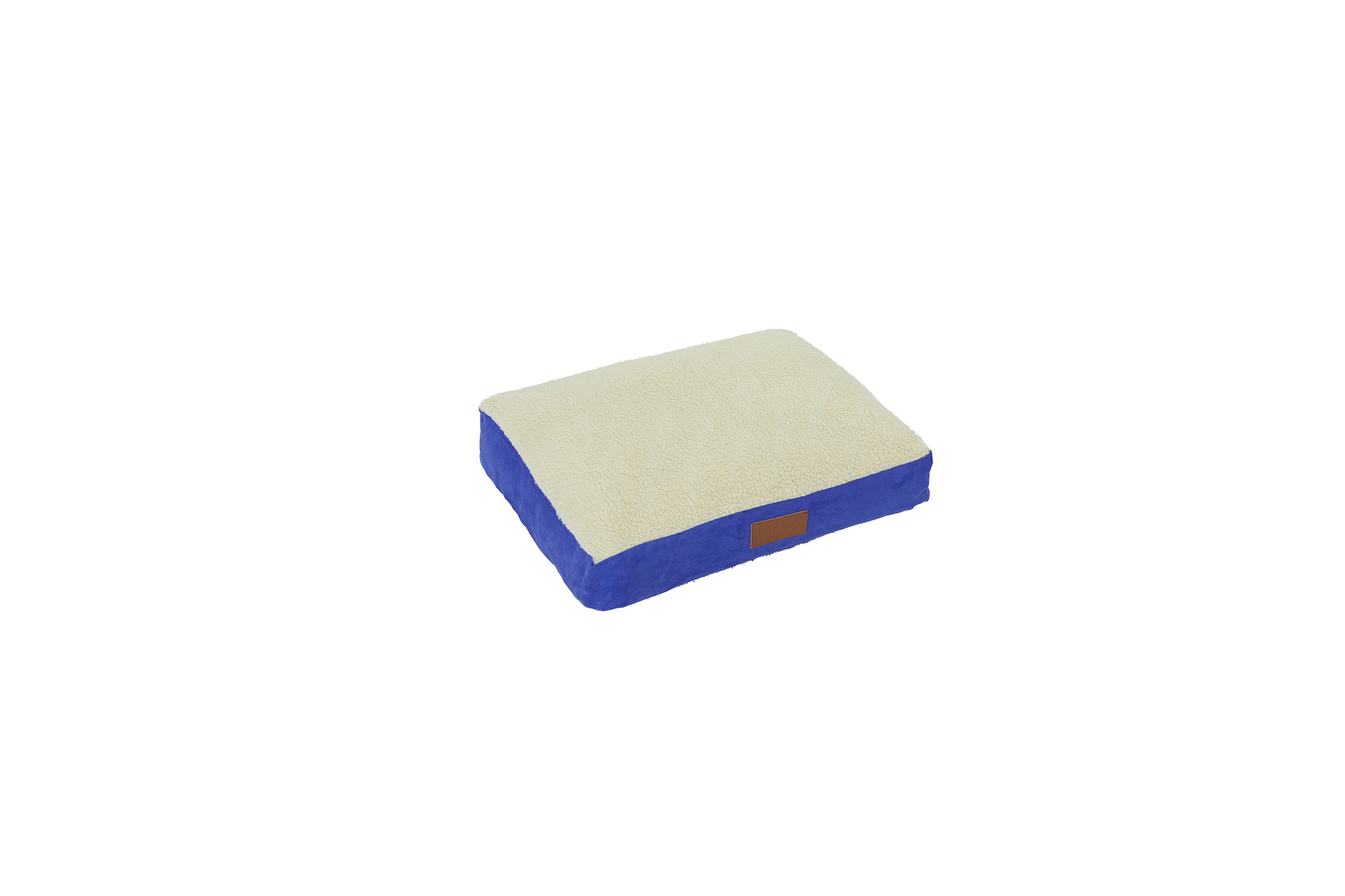 Ellie-Bo Blue Dog Bed with Faux Suede and Sheepskin Topping