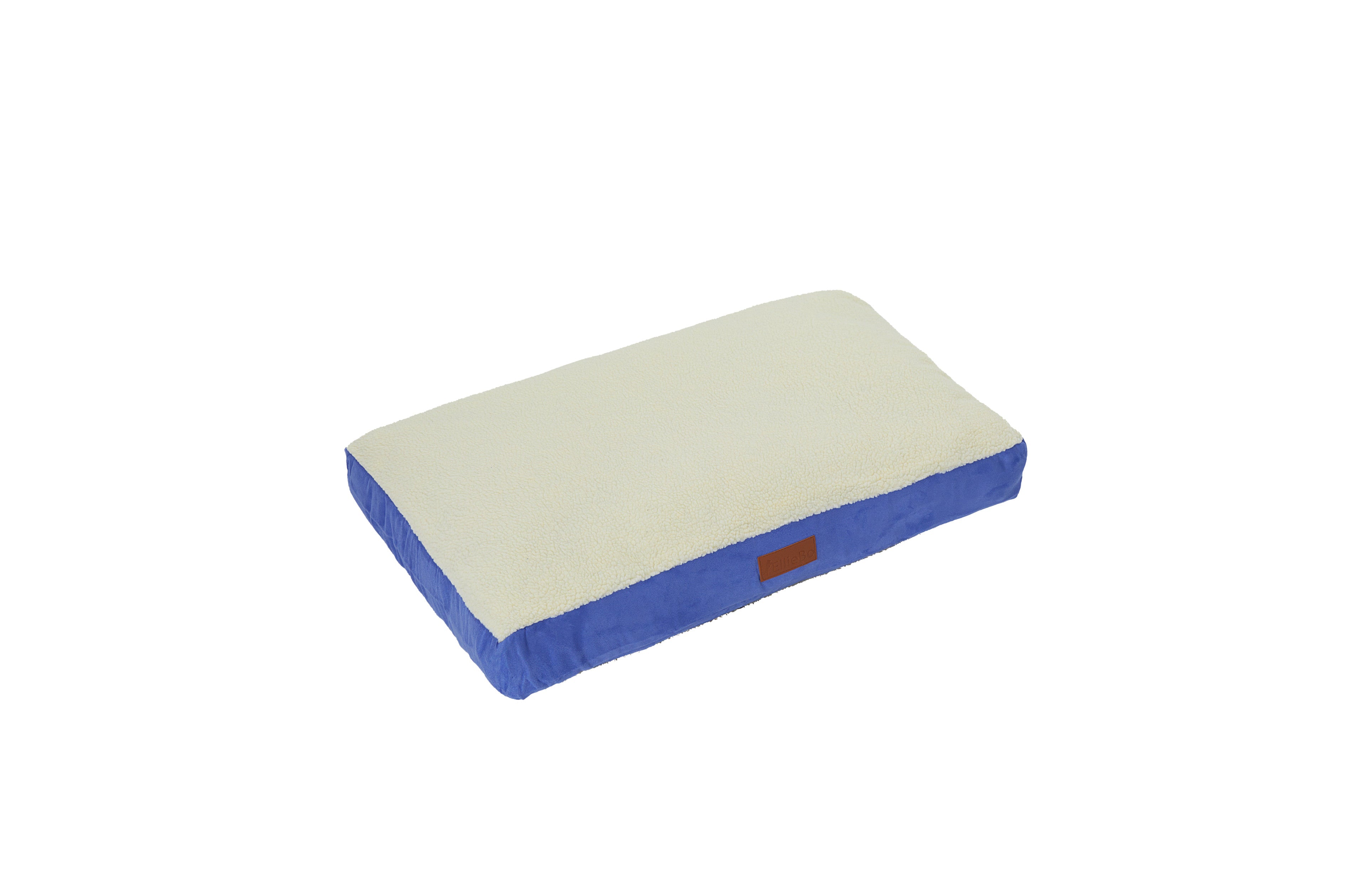 Ellie-Bo Blue Dog Bed with Faux Suede and Sheepskin Topping