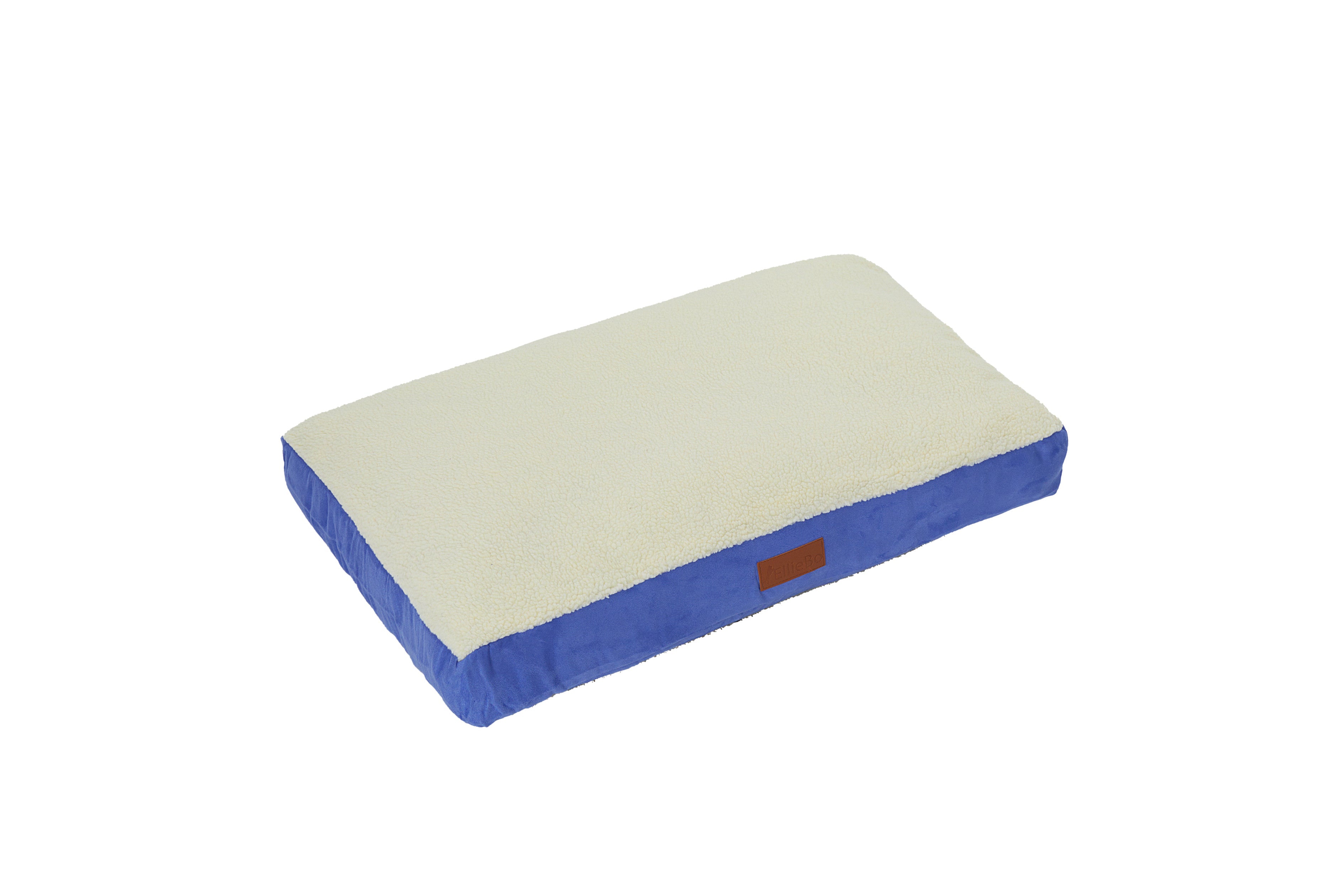 Ellie-Bo Blue Dog Bed with Faux Suede and Sheepskin Topping