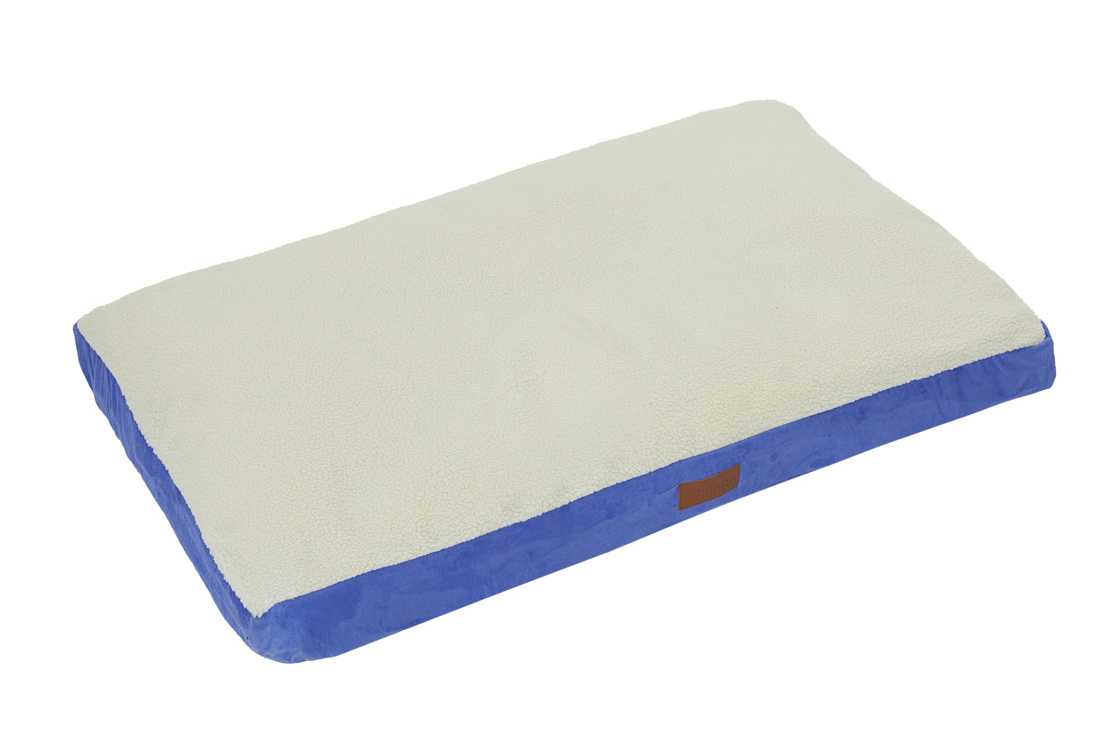 Ellie-Bo Blue Dog Bed with Faux Suede and Sheepskin Topping