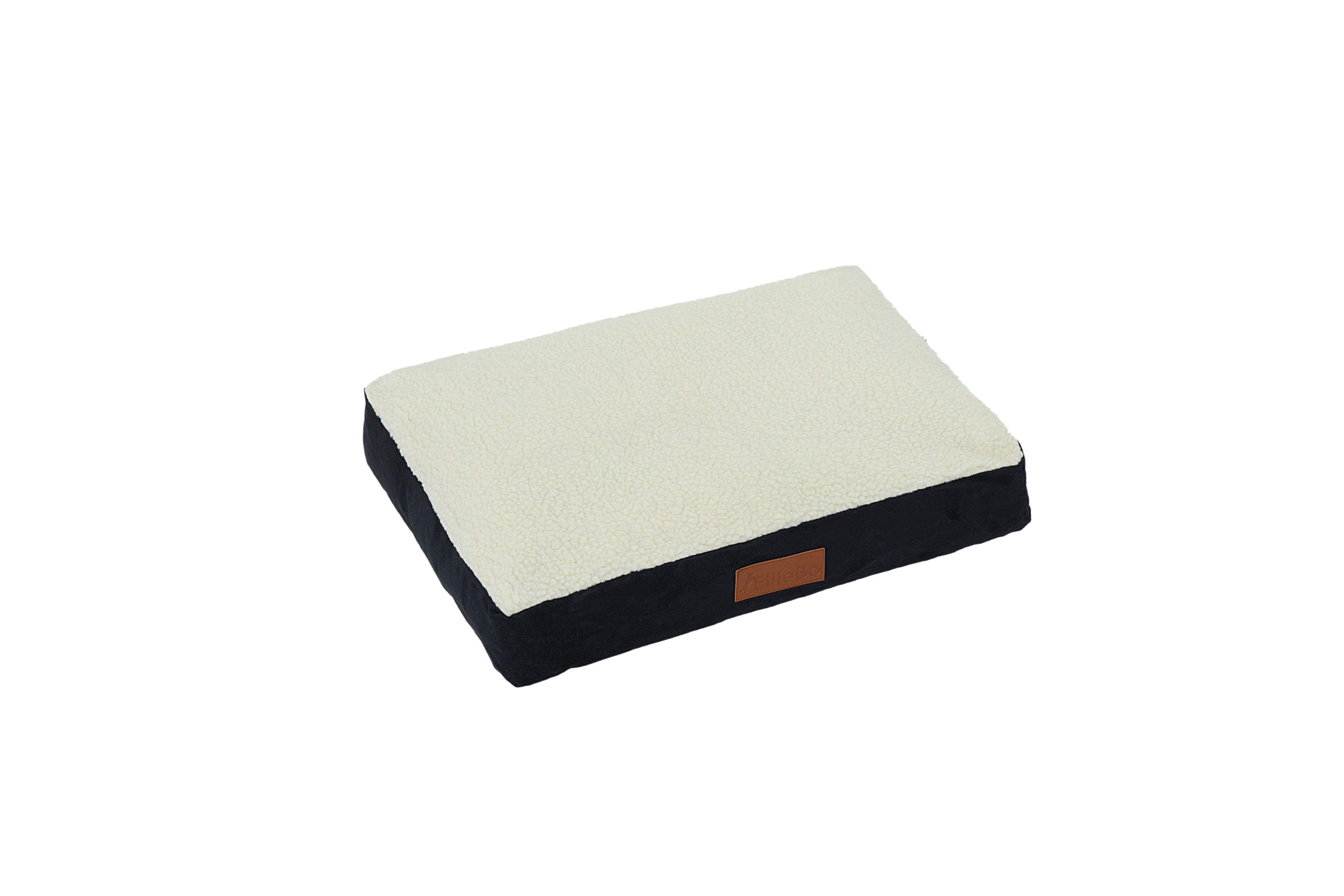 Ellie-Bo Black Dog Bed with Faux Suede and Sheepskin Topping