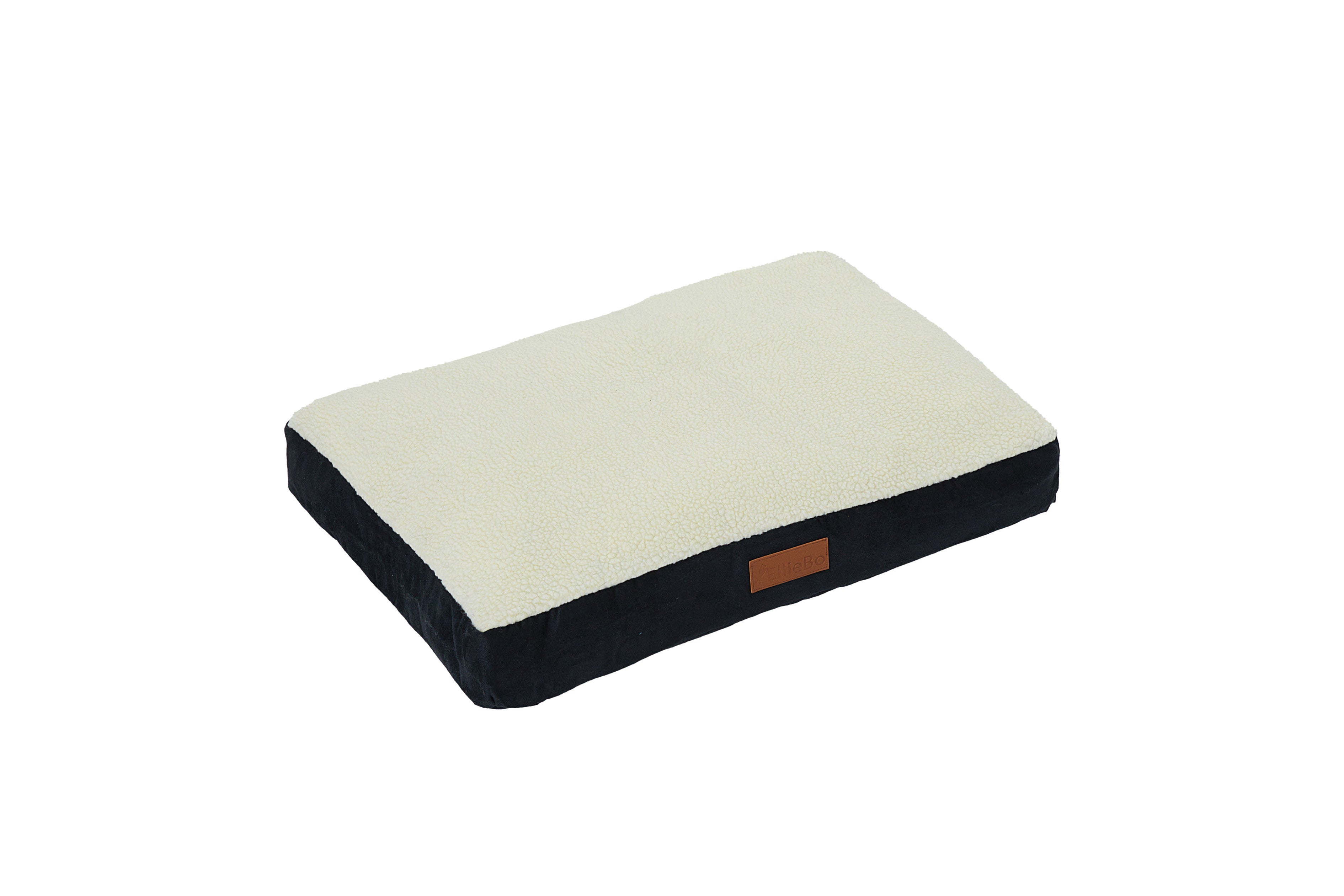 Ellie-Bo Black Dog Bed with Faux Suede and Sheepskin Topping