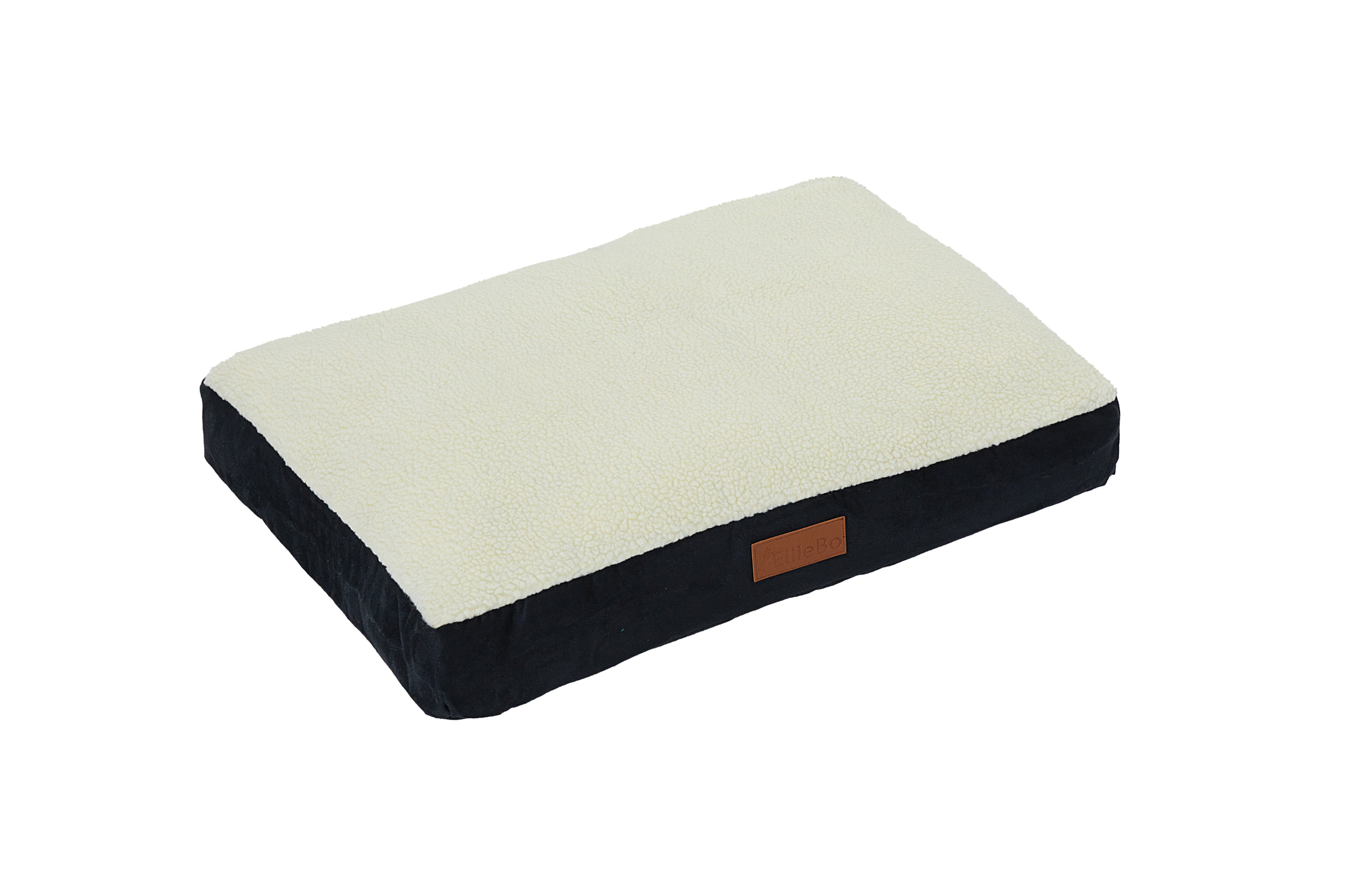 Ellie-Bo Black Dog Bed with Faux Suede and Sheepskin Topping