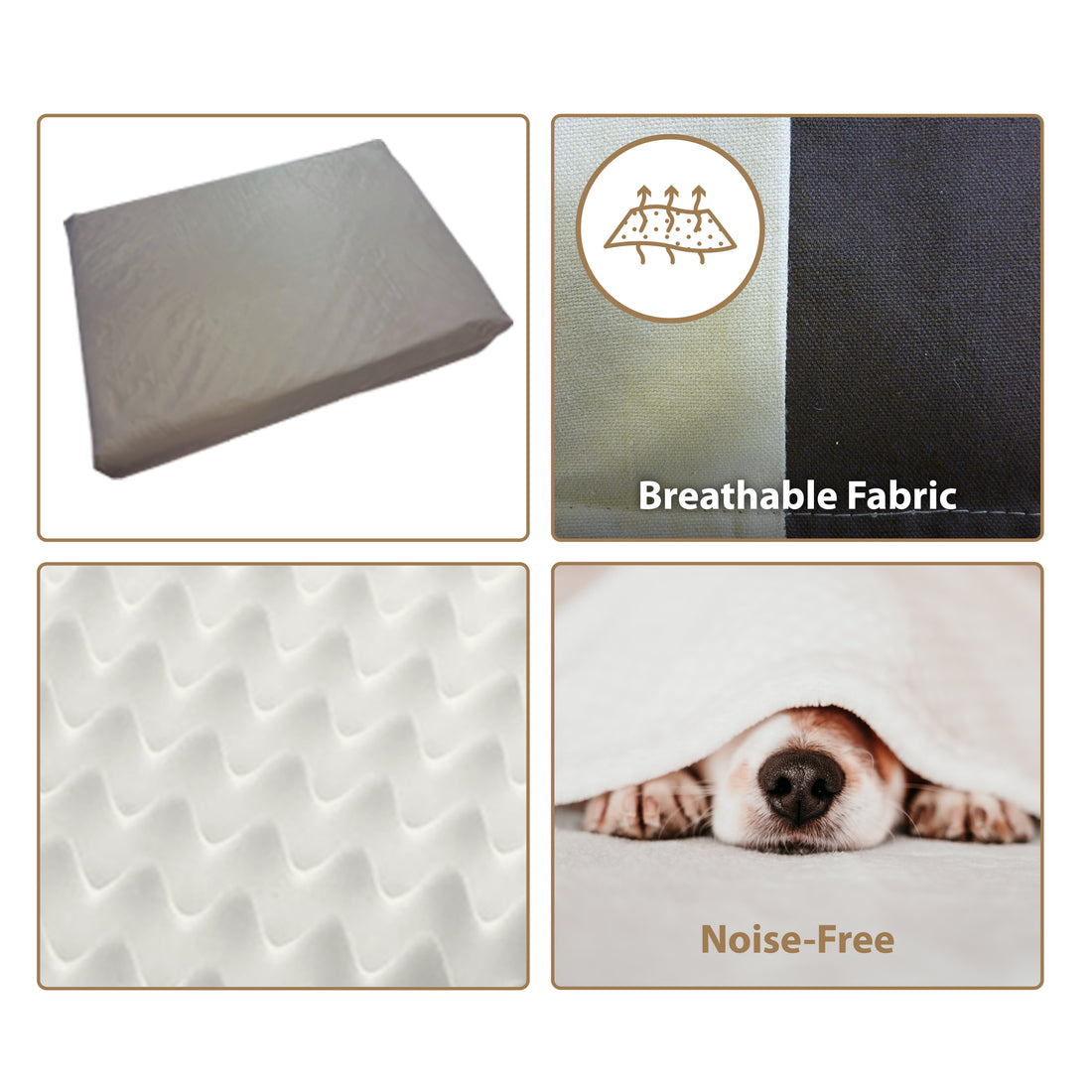 Ellie-Bo Orthopaedic Foam Striped Brown and Cream Dog Bed