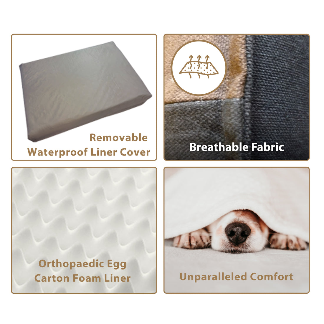 Ellie-Bo Orthopaedic Foam Striped Black and Brown Dog Bed