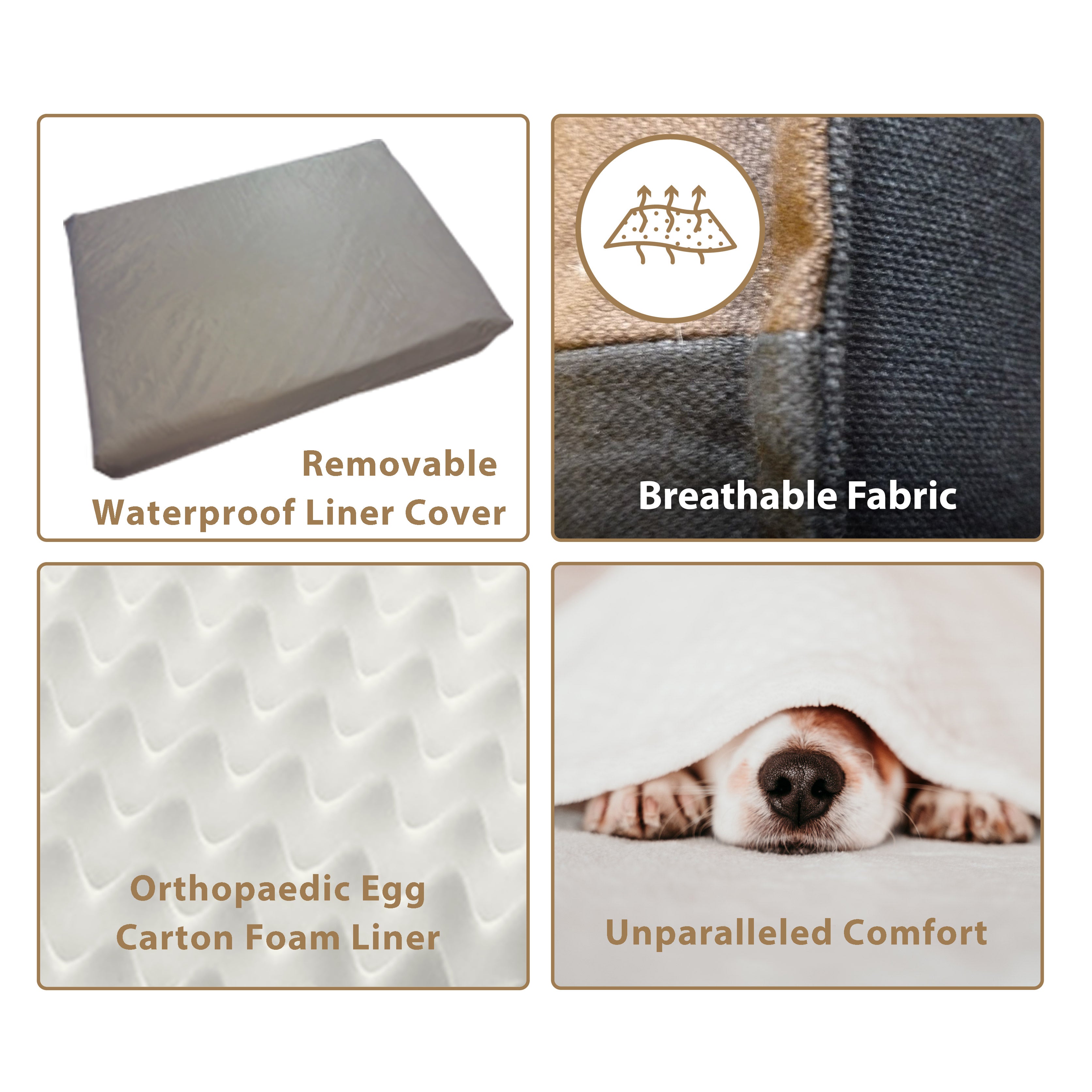 Ellie-Bo Orthopaedic Foam Striped Black and Brown Dog Bed