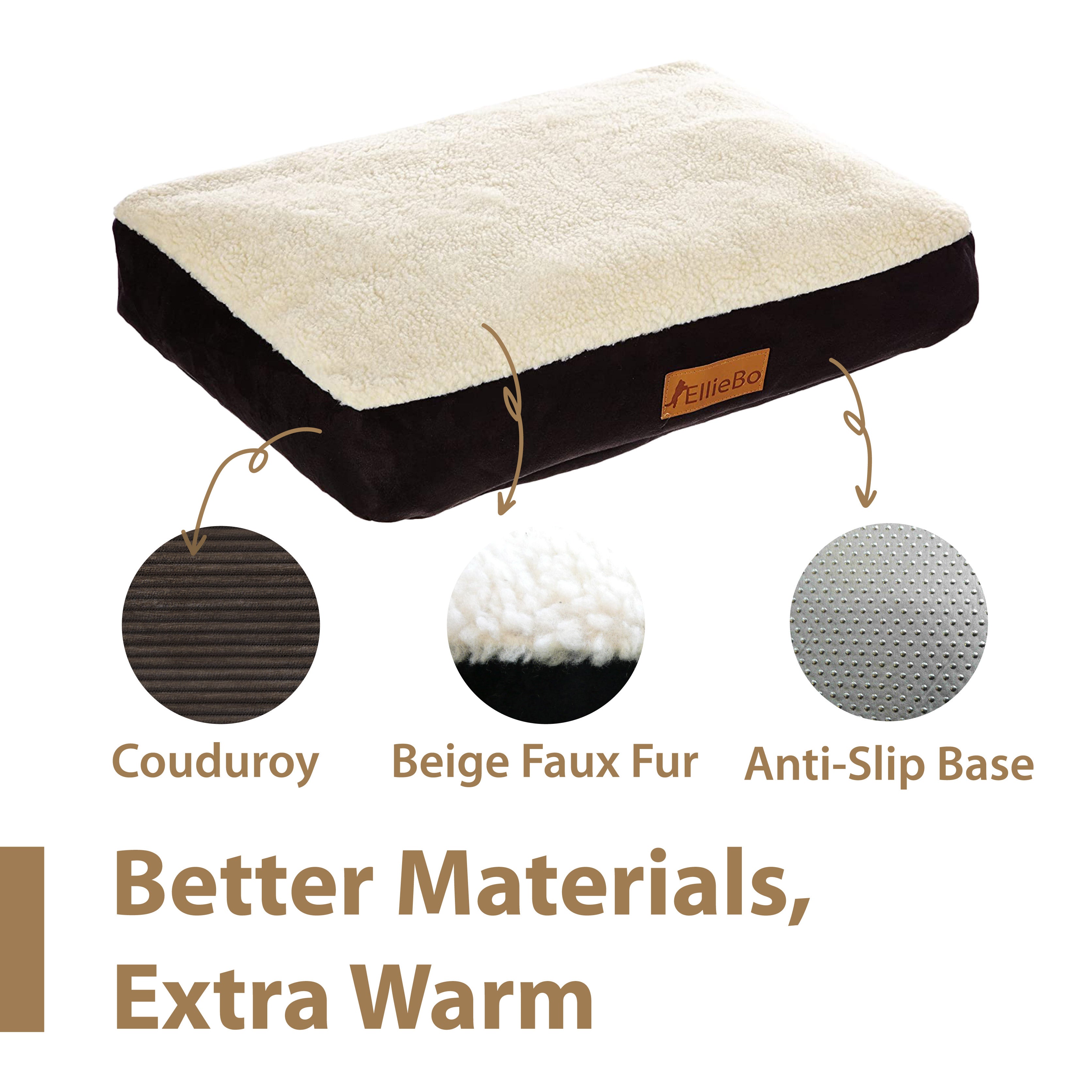 Ellie-Bo Black Dog Bed with Faux Suede and Sheepskin Topping