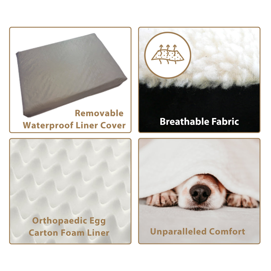 Ellie-Bo Orthopaedic Foam Black Dog Bed with Faux Suede and Sheepskin Topping