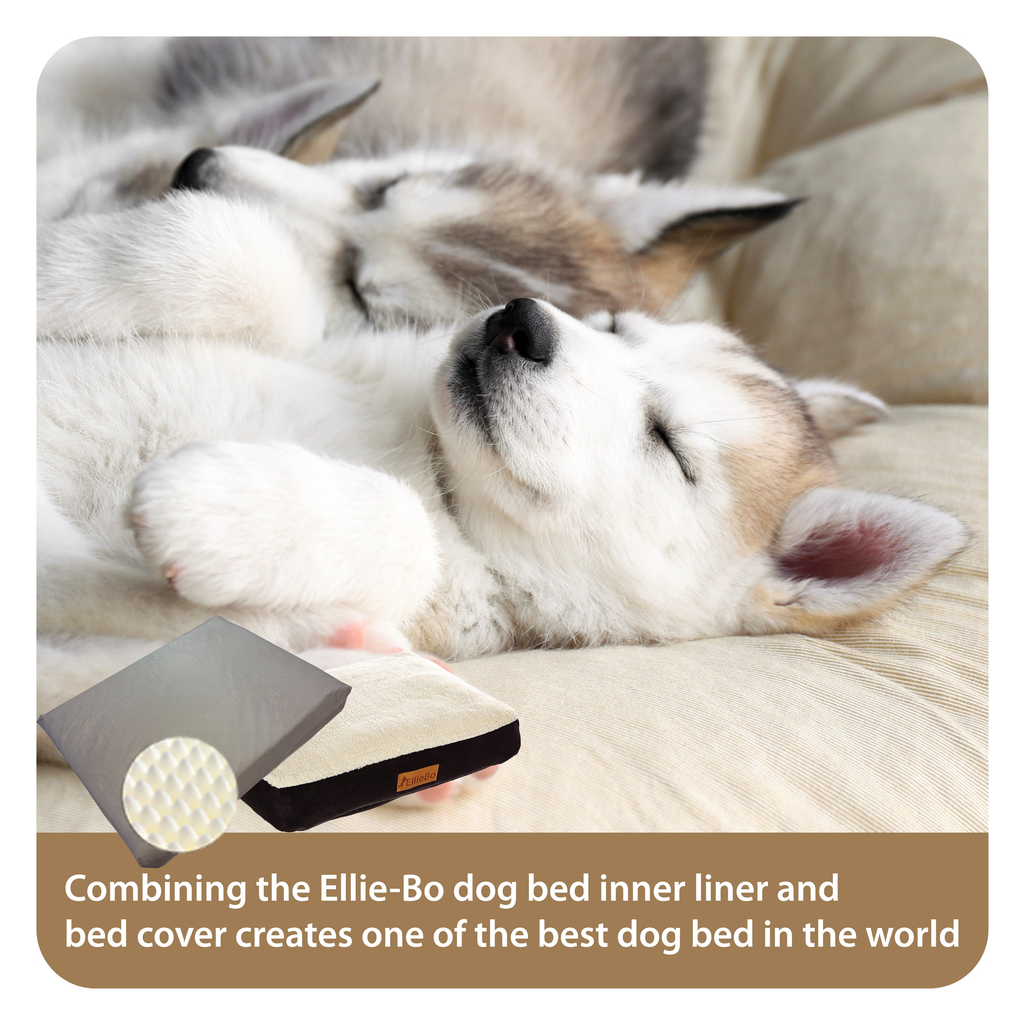 Ellie-Bo Orthopaedic Foam Black Dog Bed with Faux Suede and Sheepskin Topping