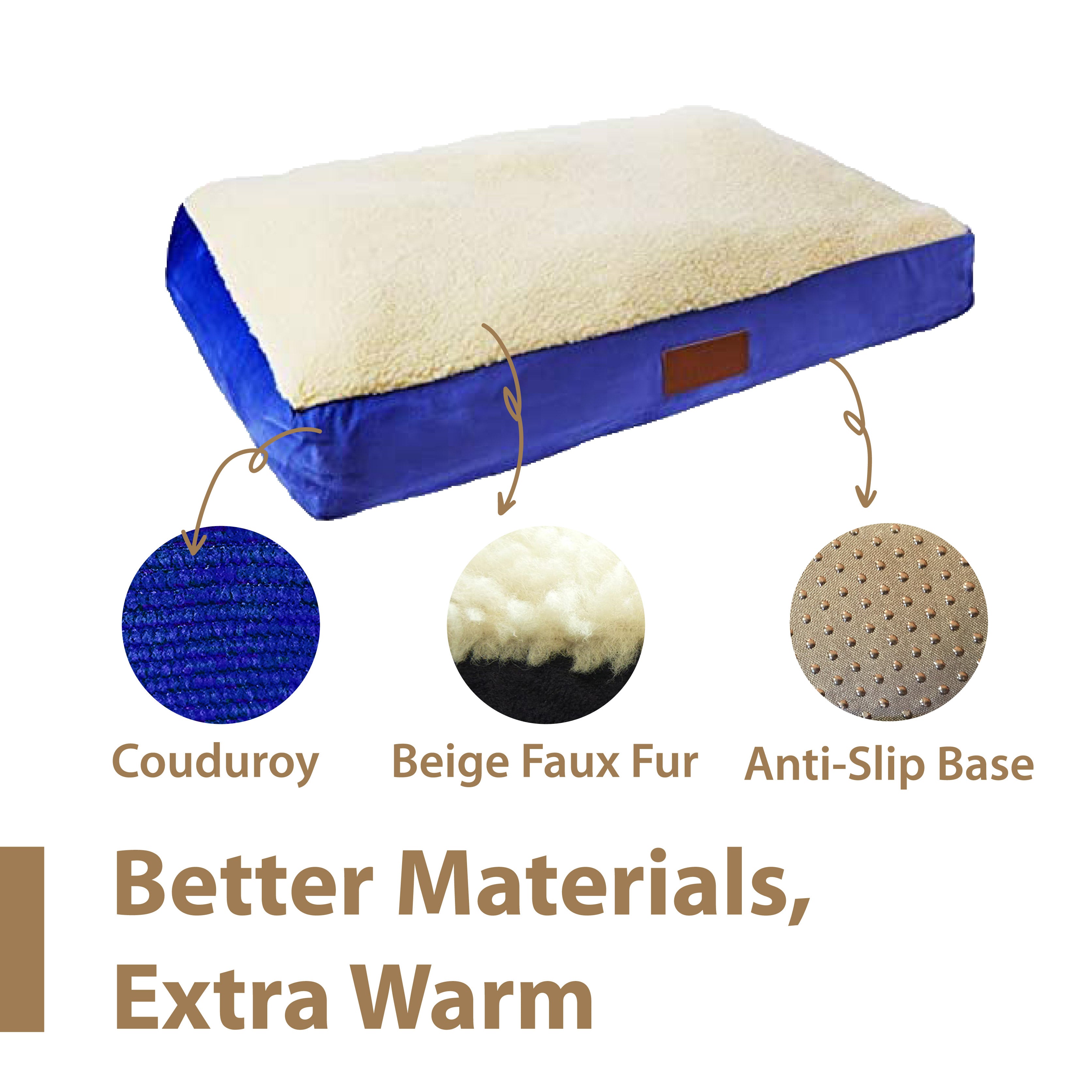 Ellie-Bo Blue Dog Bed with Faux Suede and Sheepskin Topping
