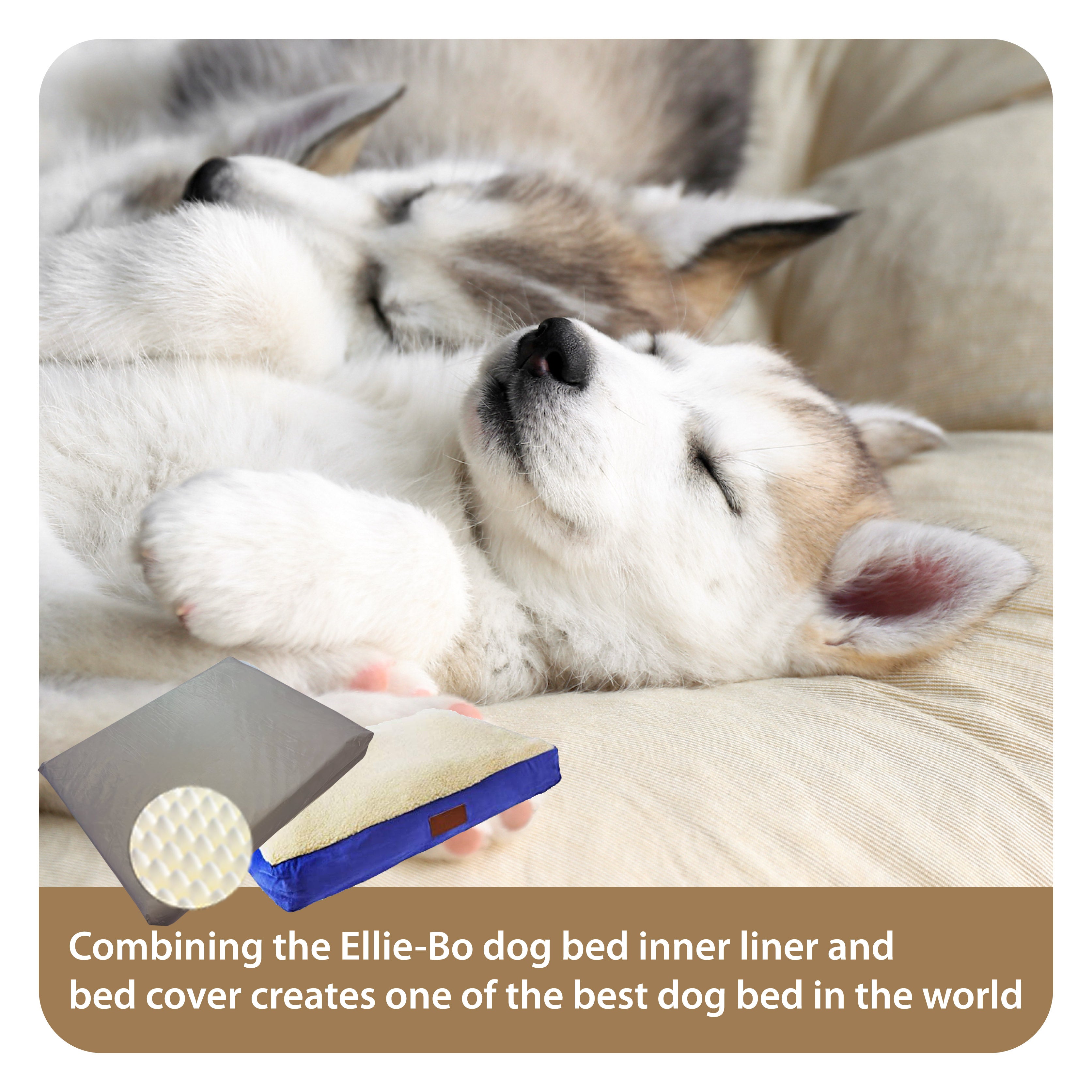 Ellie-Bo Orthopaedic Foam Blue Dog Bed with Faux Suede and Sheepskin Topping