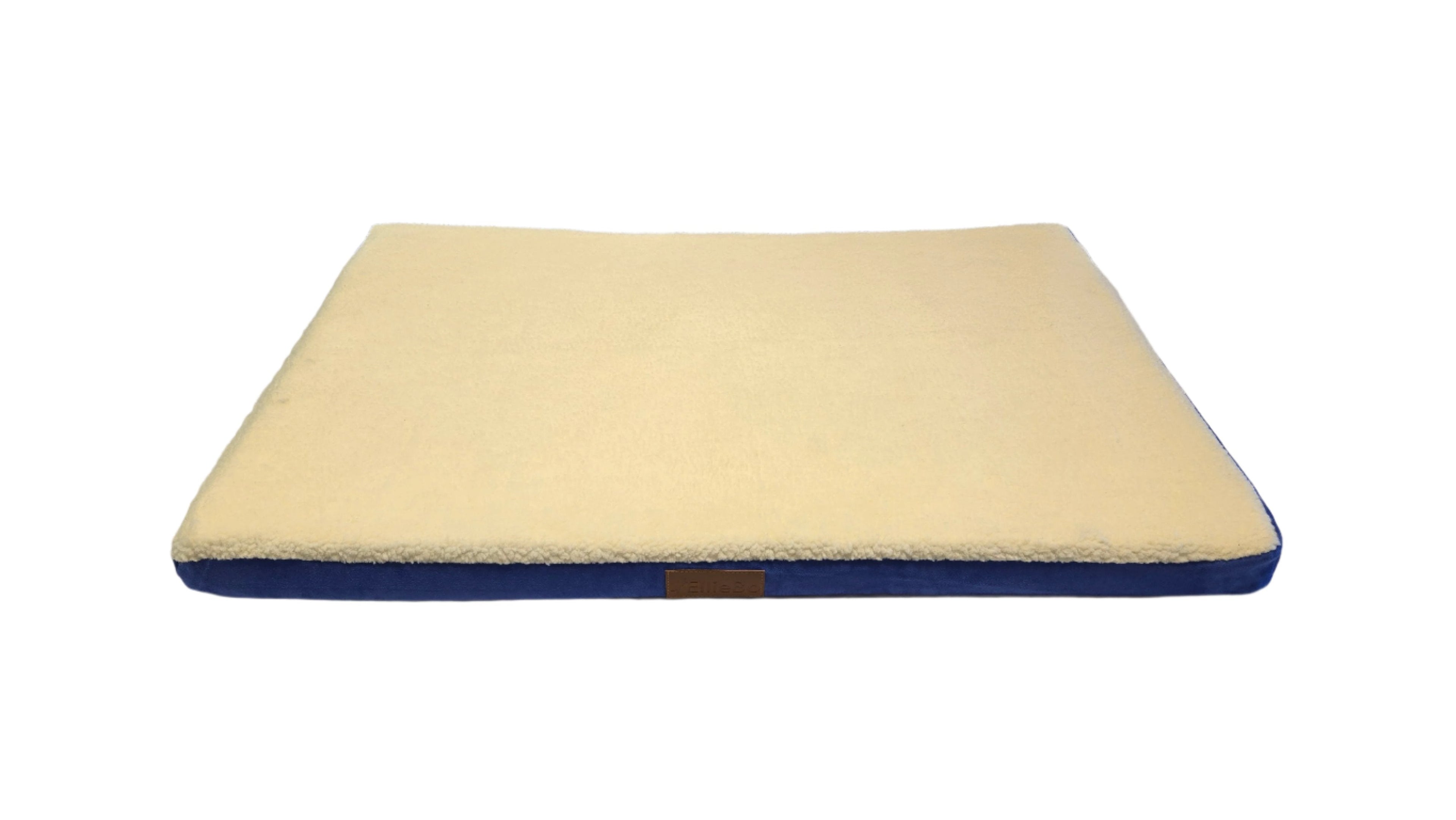 Ellie-Bo Blue Memory Foam Dog Bed with Faux Suede and Sheepskin Topping