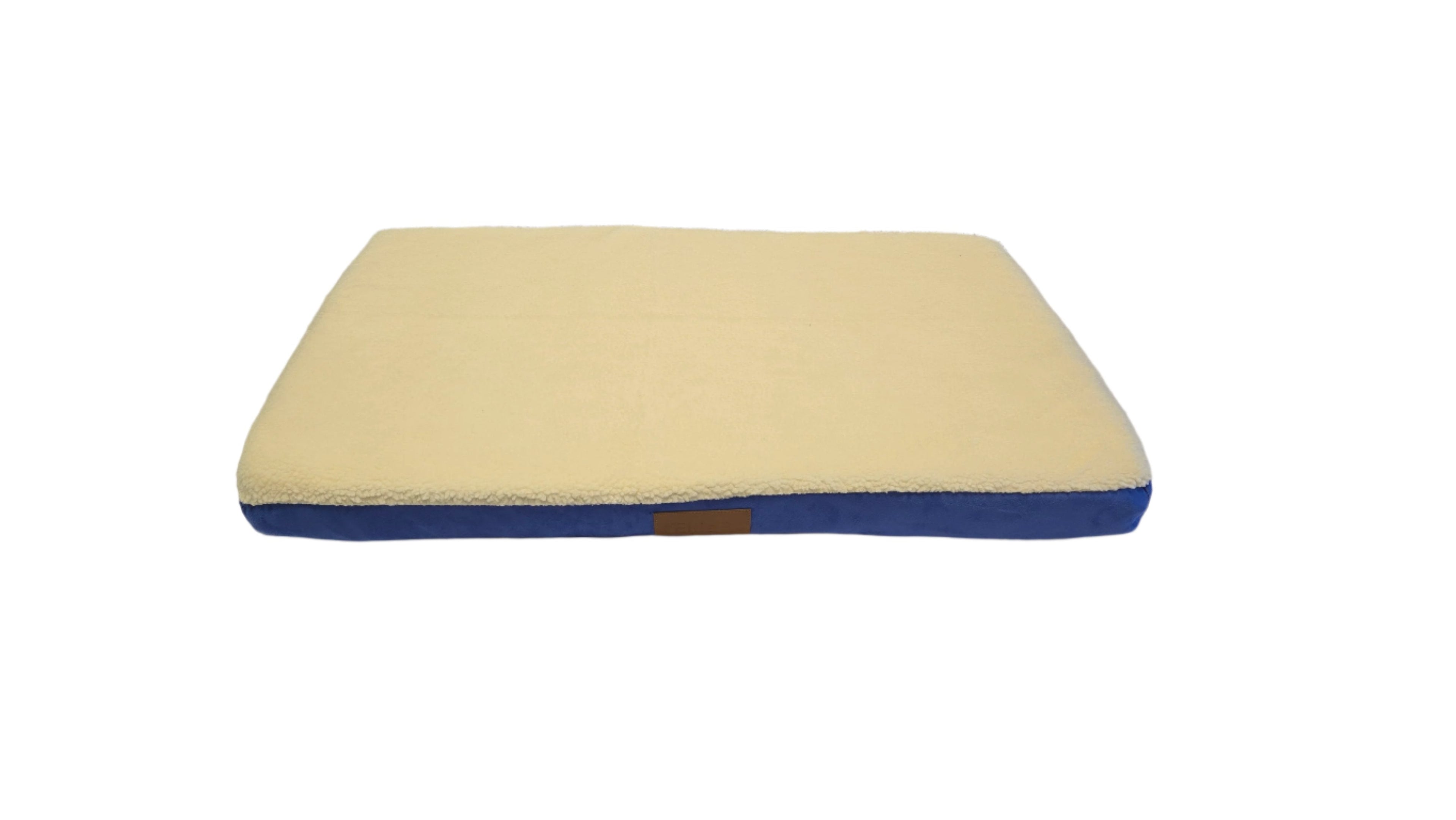 Ellie-Bo Blue Memory Foam Dog Bed with Faux Suede and Sheepskin Topping