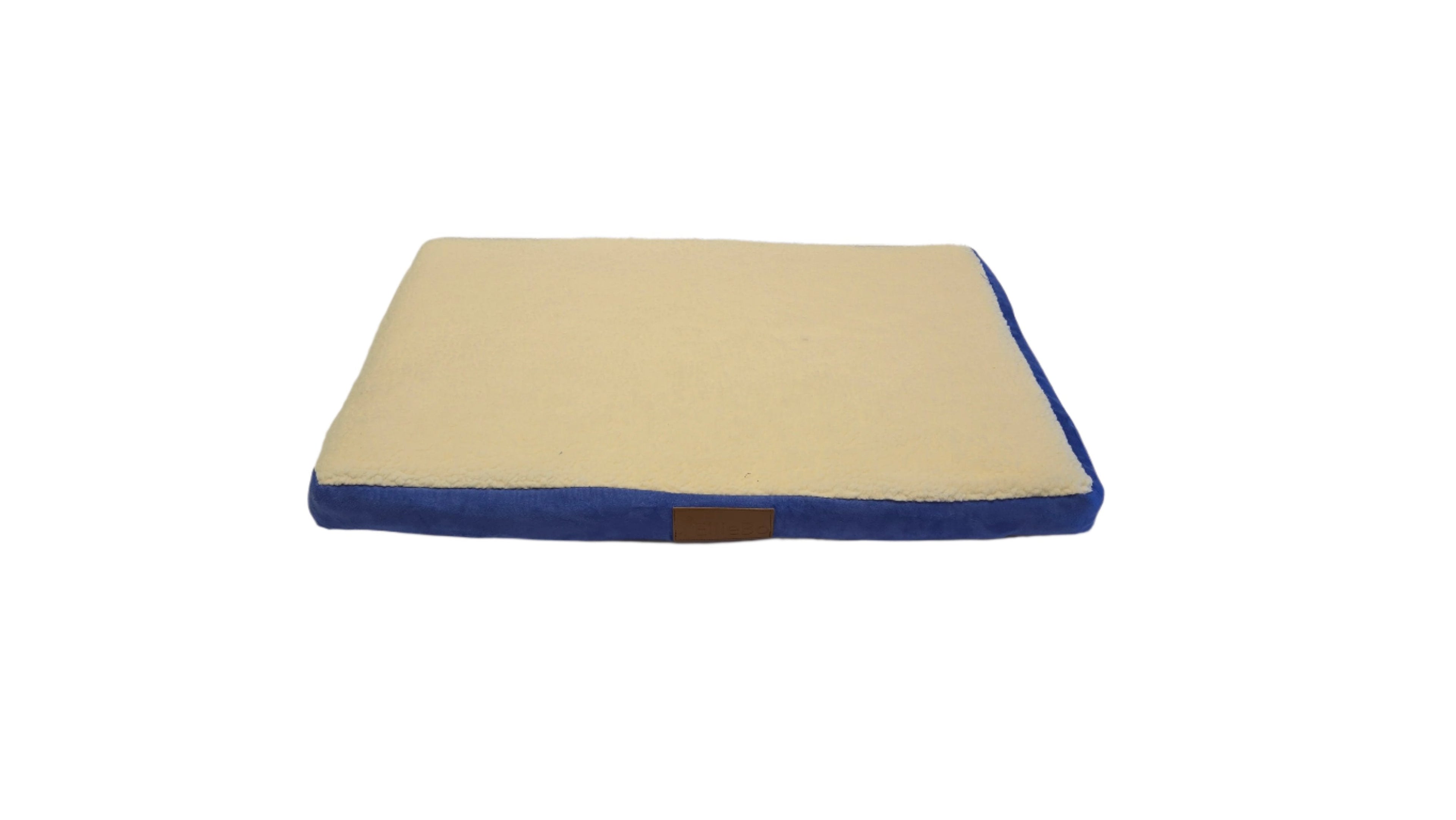 Ellie-Bo Blue Memory Foam Dog Bed with Faux Suede and Sheepskin Topping
