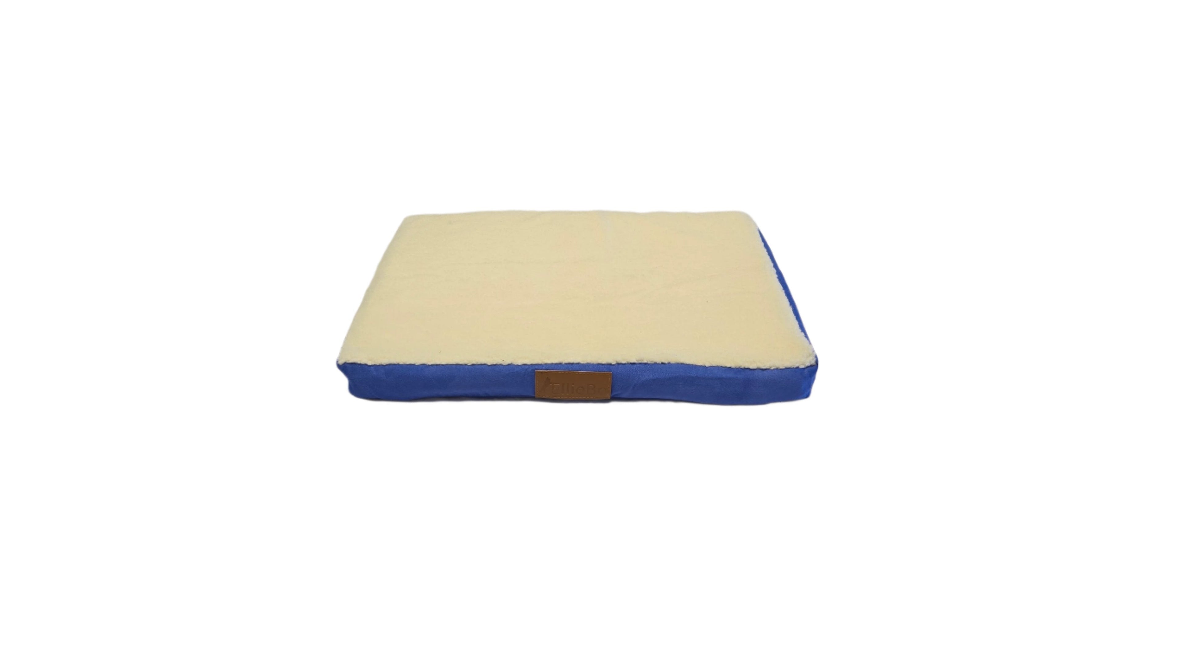 Ellie-Bo Blue Memory Foam Dog Bed with Faux Suede and Sheepskin Topping