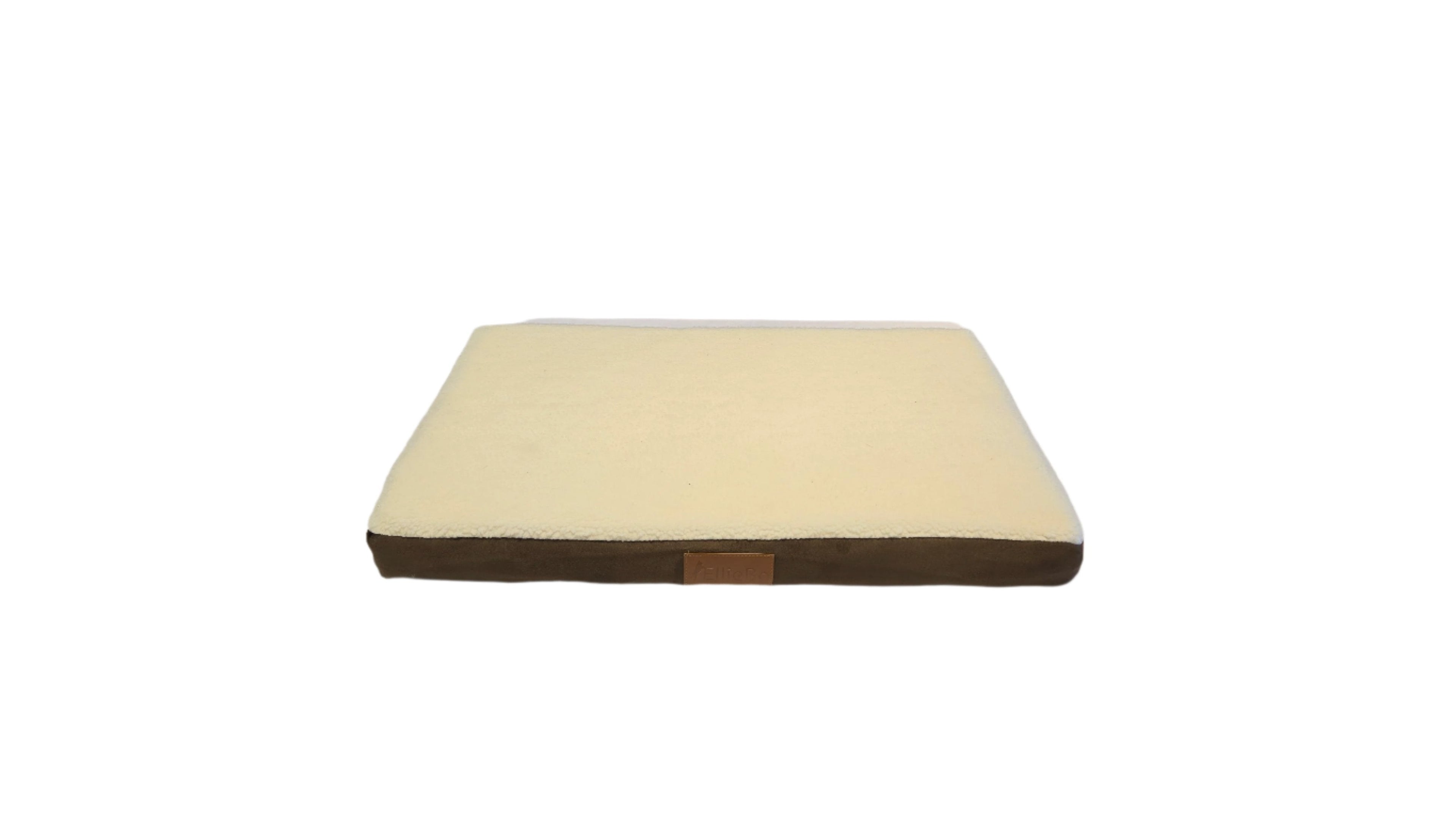 Ellie-Bo Brown Memory Foam Dog Bed with Faux Suede and Sheepskin Topping