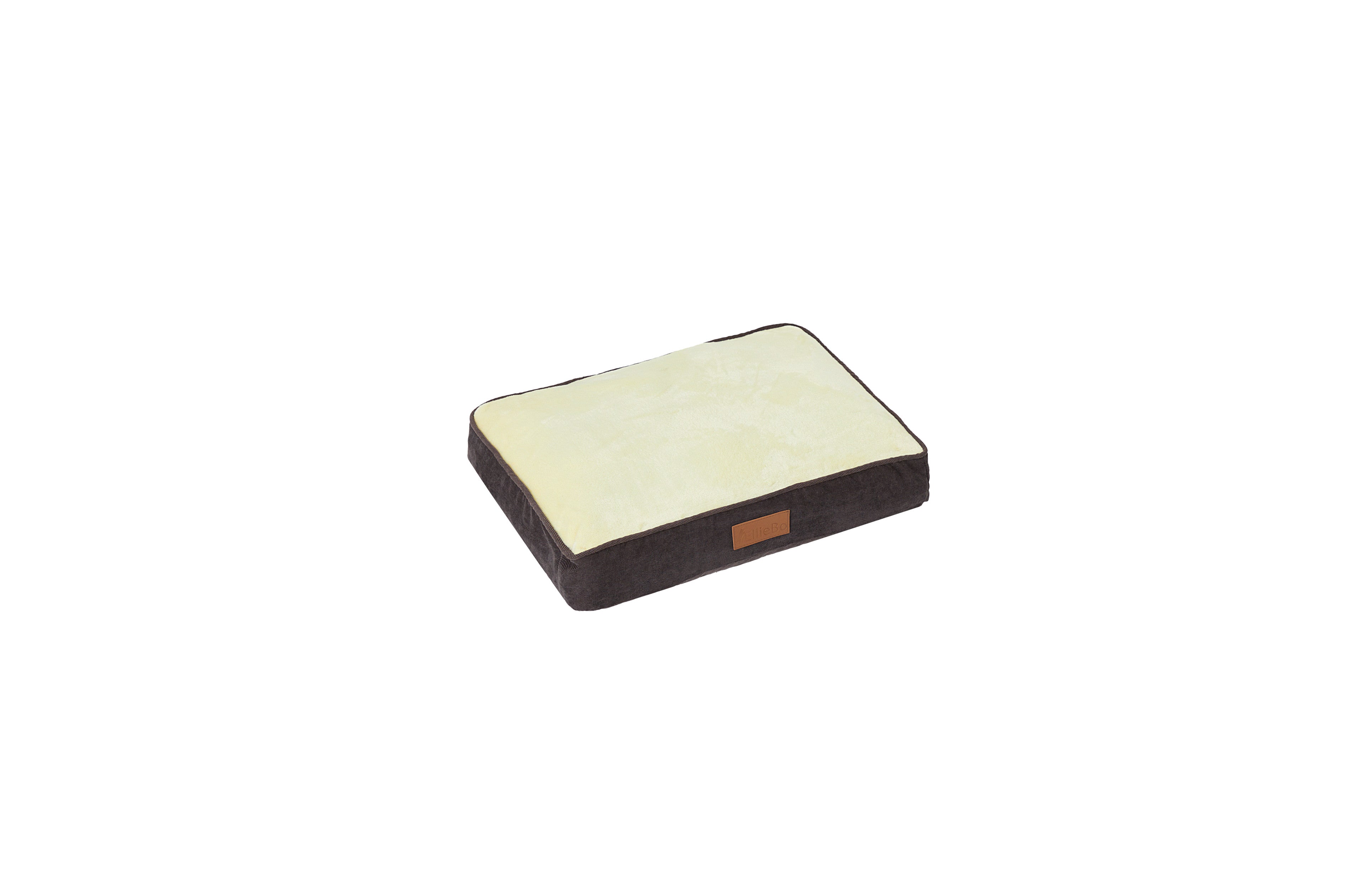 Ellie-Bo Dog Bed with Brown Corduroy Sides and Beige Faux Fur Topping