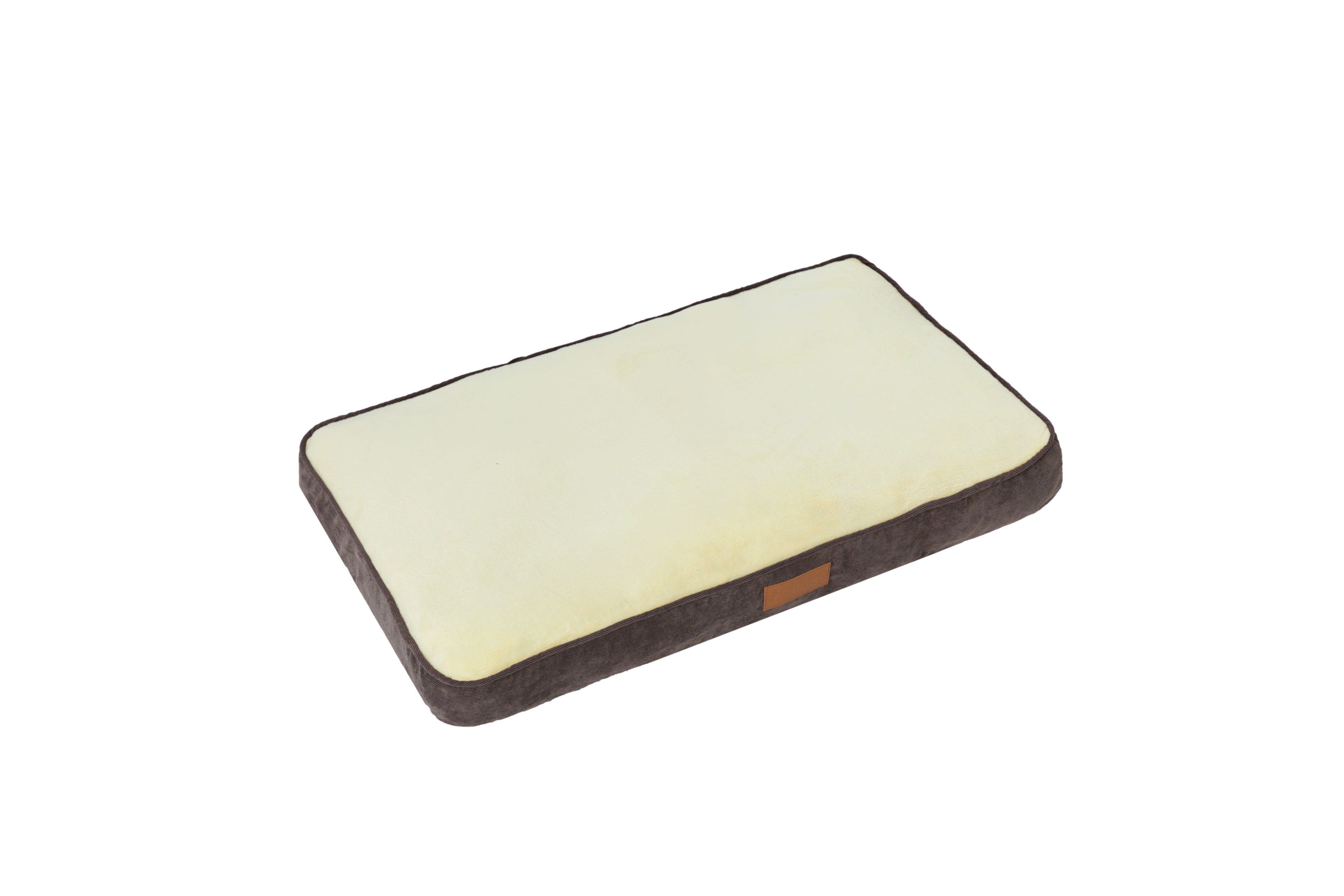 Ellie-Bo Dog Bed with Brown Corduroy Sides and Beige Faux Fur Topping