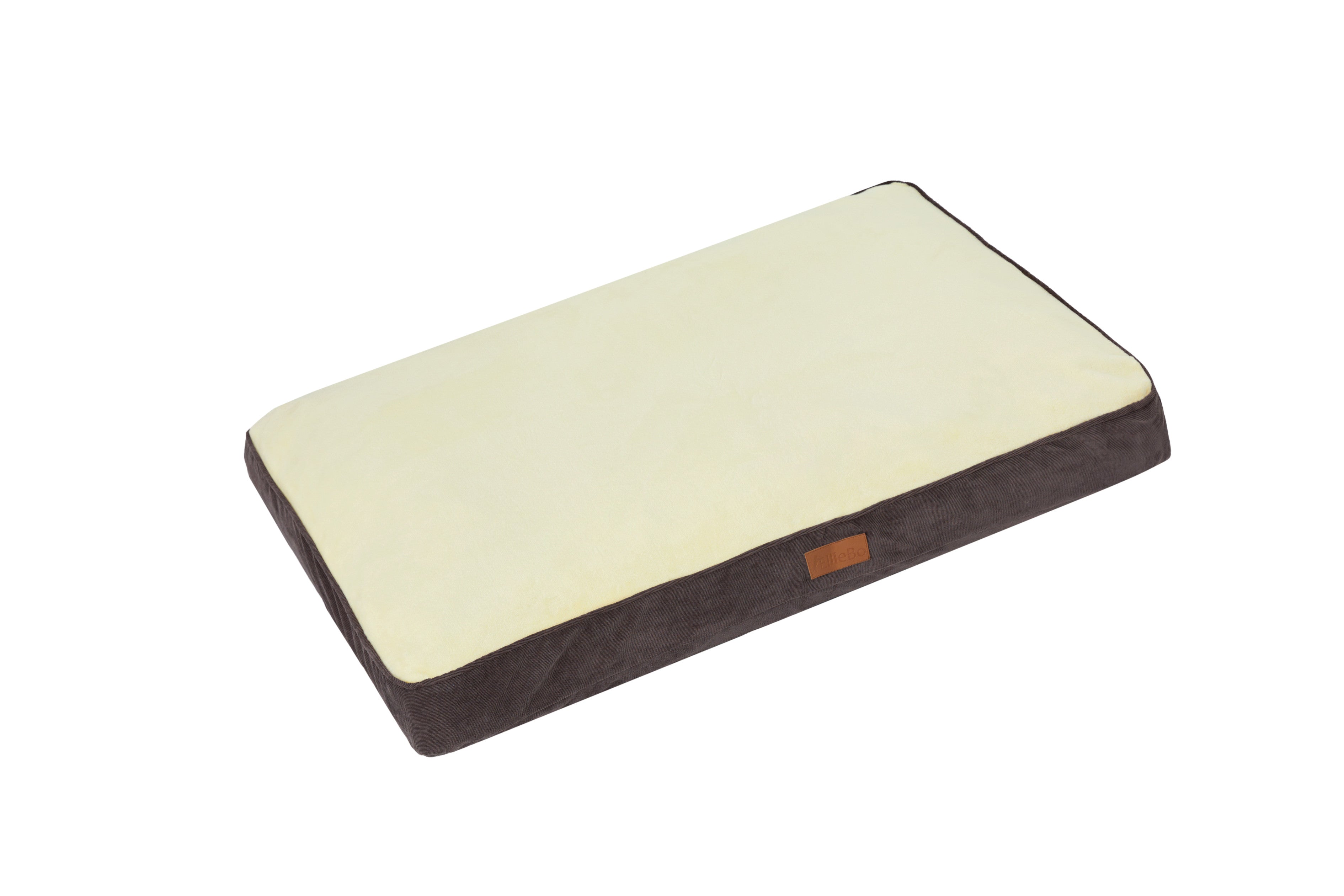 Ellie-Bo Dog Bed with Brown Corduroy Sides and Beige Faux Fur Topping