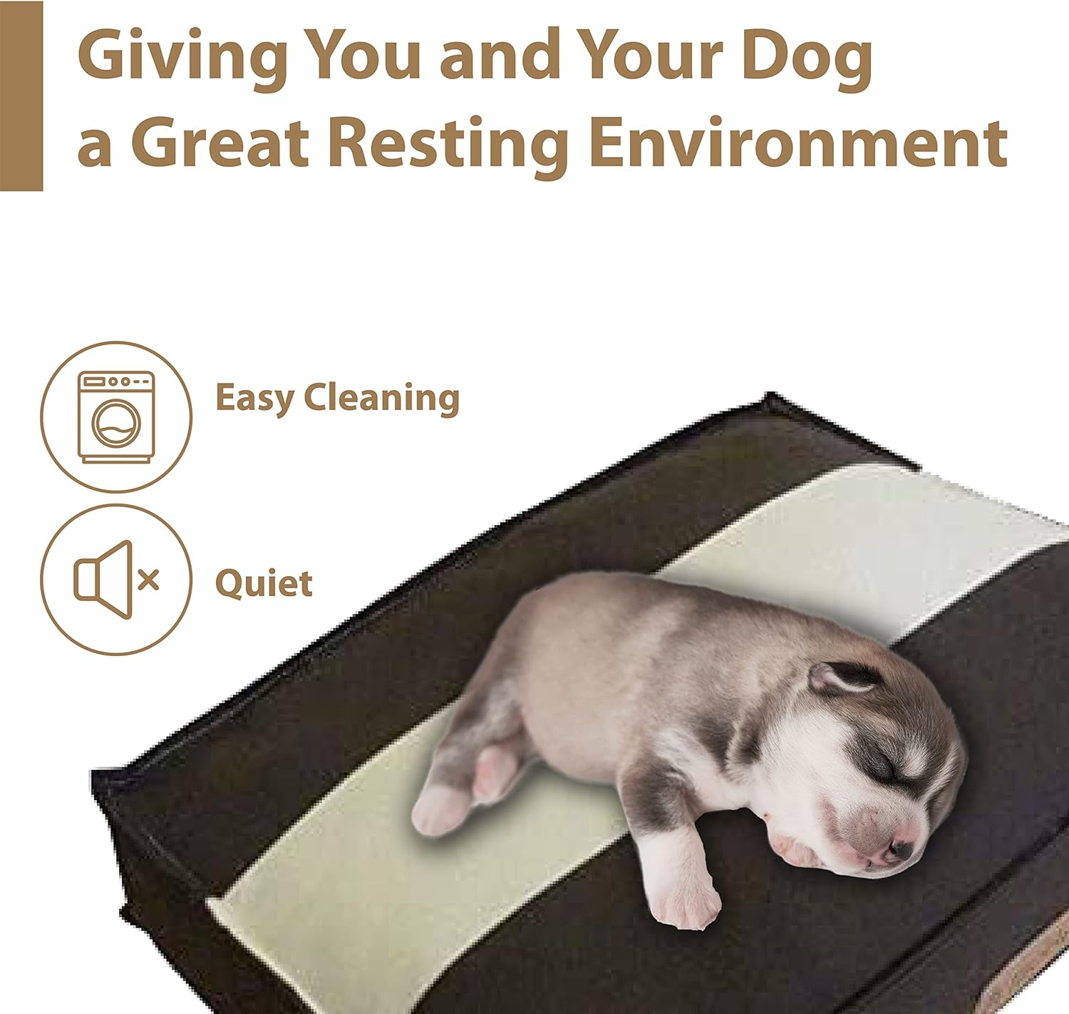 Ellie-Bo Orthopaedic Foam Striped Brown and Cream Dog Bed