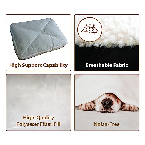 Ellie-Bo Black Dog Bed with Faux Suede and Sheepskin Topping