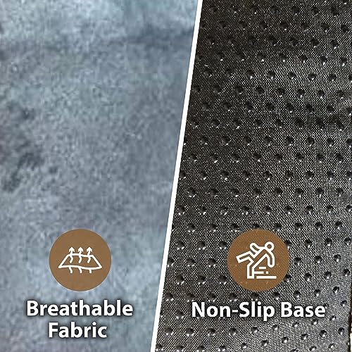 Ellie-Bo Dog Bed Cover with Blue Corduroy Sides and Grey Faux Fur Topping