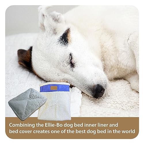 Ellie-Bo Blue Dog Bed Cover with Faux Suede and Sheepskin Topping