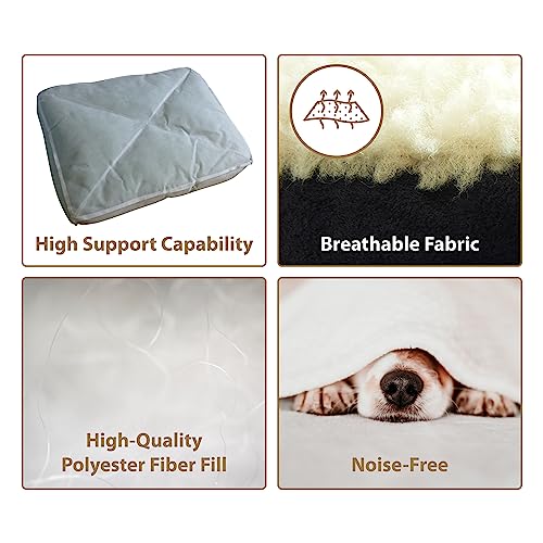 Ellie-Bo Dog Bed with Brown Corduroy Sides and Beige Faux Fur Topping