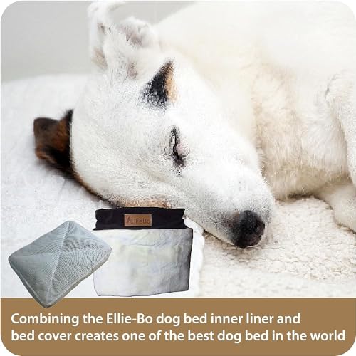 Ellie-Bo Dog Bed Cover with Brown Corduroy Sides and Beige Faux Fur Topping