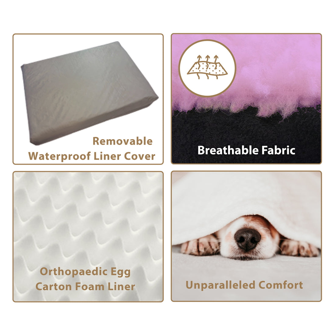 Ellie-Bo Orthopaedic Foam Dog Bed with Brown Corduroy Sides and Pink Faux Fur Topping