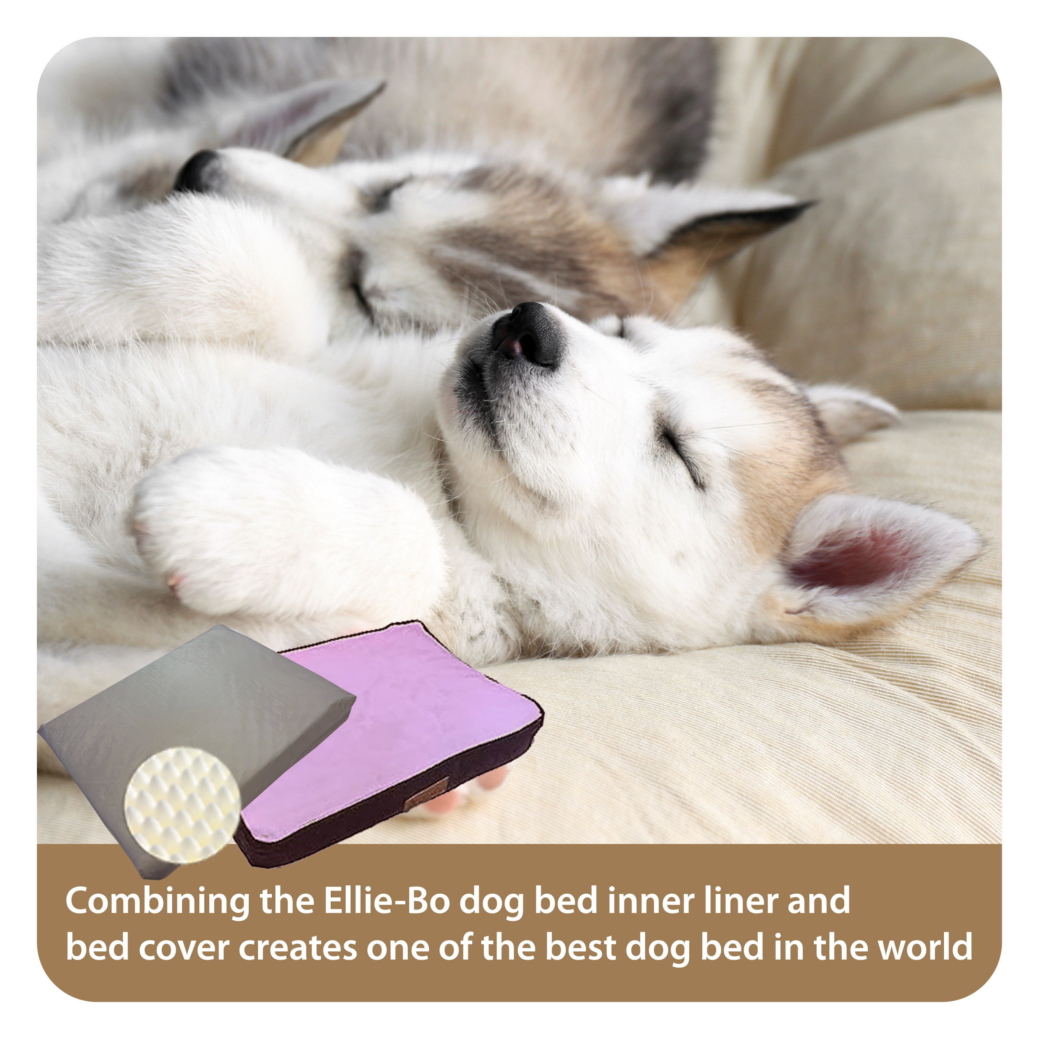 Ellie-Bo Orthopaedic Foam Dog Bed with Brown Corduroy Sides and Pink Faux Fur Topping