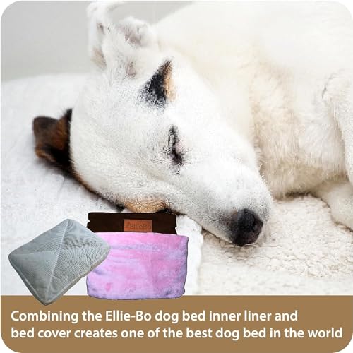 Ellie-Bo Dog Bed Cover with Brown Corduroy Sides and Pink Faux Fur Topping