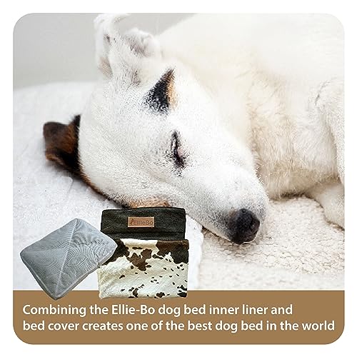 Ellie-Bo Dog Bed Cover with Brown Cowhide Design