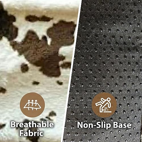 Ellie-Bo Dog Bed Cover with Brown Cowhide Design
