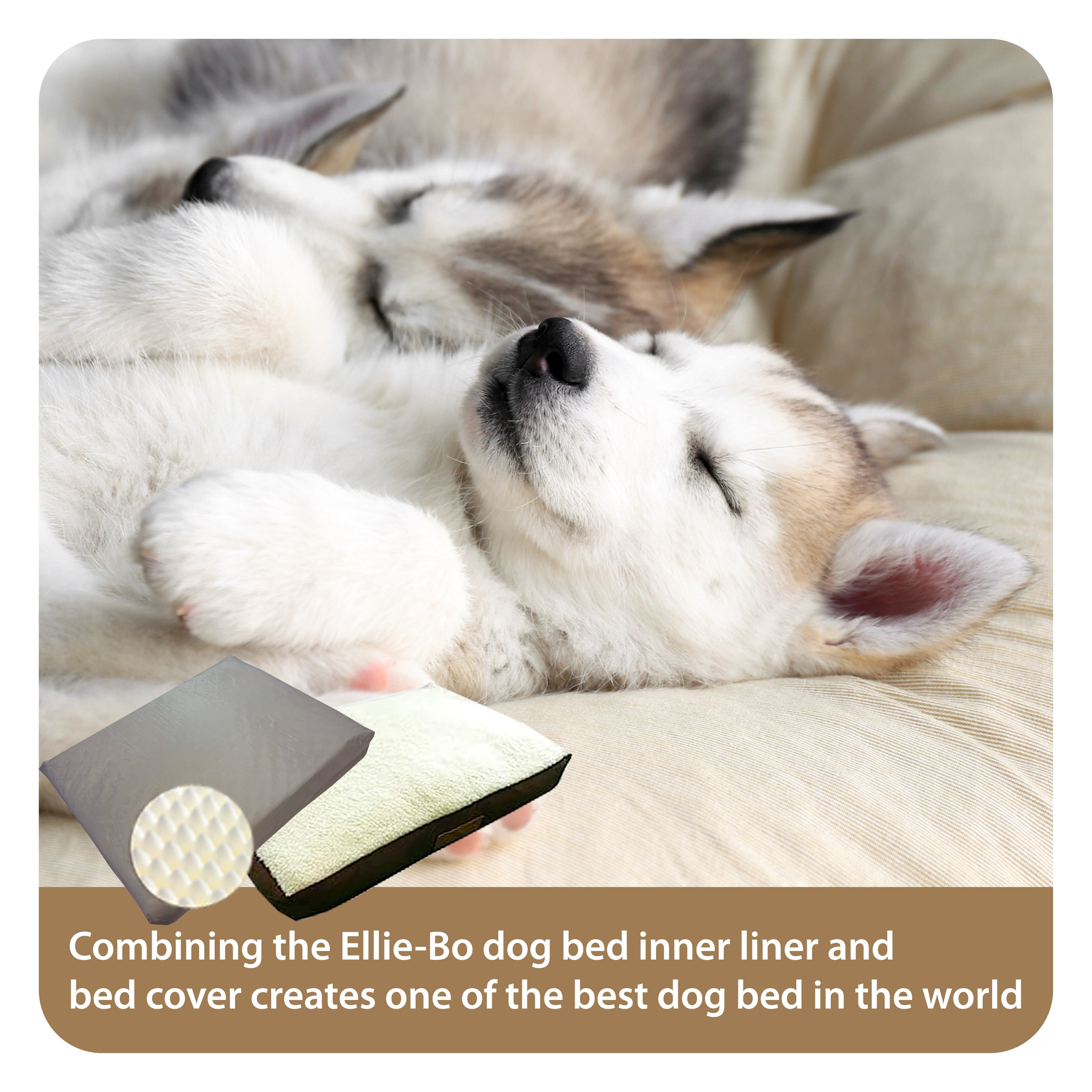 Ellie-Bo Orthopaedic Foam Brown Dog Bed with Faux Suede and Sheepskin Topping