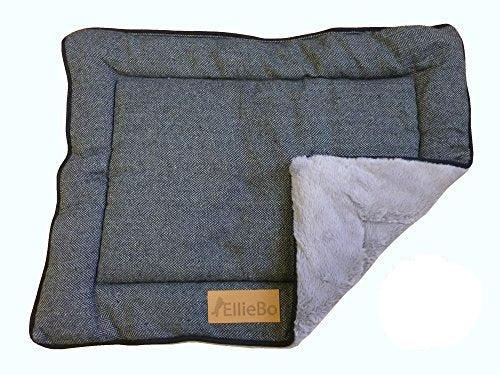 Ellie-Bo Duo Reversible Tweed and Grey Faux Fur Cage Mat