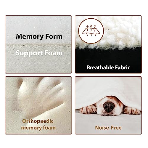 Ellie-Bo Black Memory Foam Dog Bed with Faux Suede and Sheepskin Topping