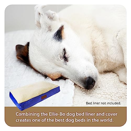 Ellie-Bo Blue Cover with Faux Suede and Sheepskin Topping for Memory Foam Dog Beds