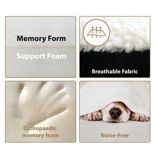 Ellie-Bo Brown Memory Foam Dog Bed with Faux Suede and Sheepskin Topping