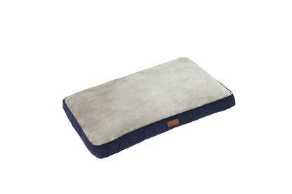 Ellie-Bo Dog Bed with Blue Corduroy Sides and Grey Faux Fur Topping