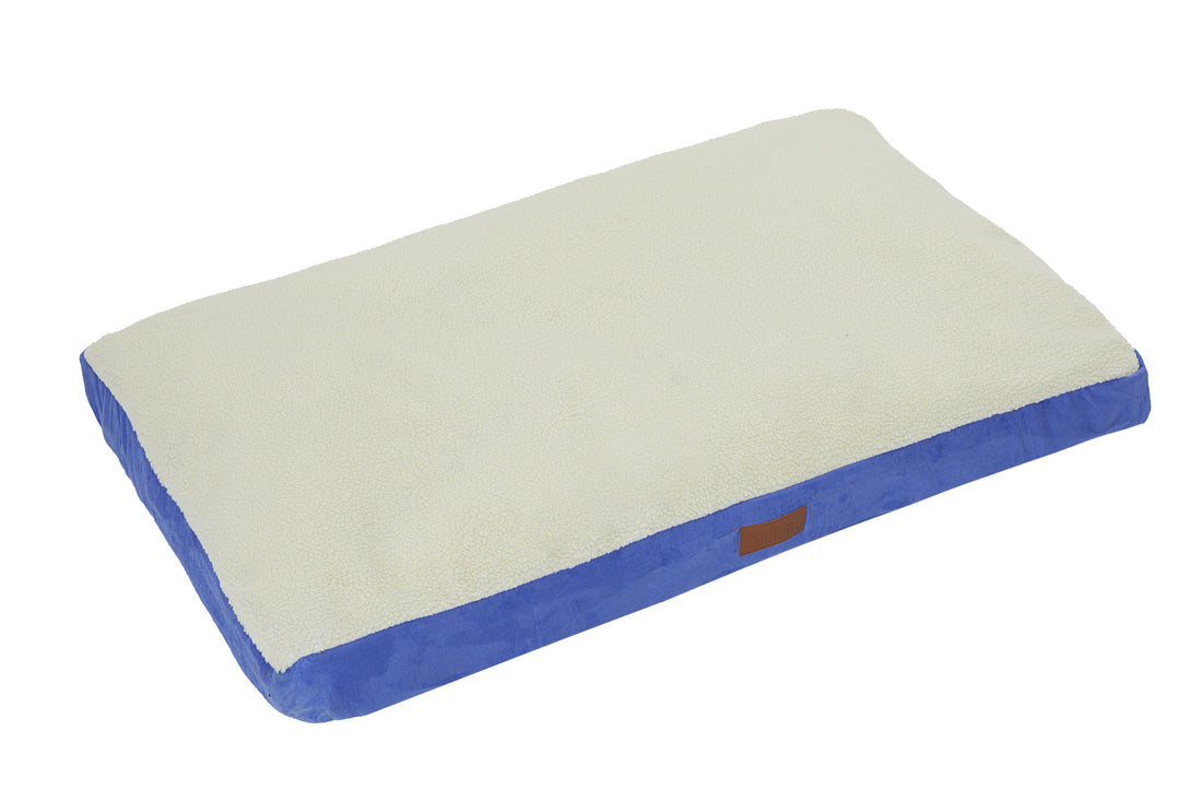 Ellie-Bo Blue Dog Bed with Faux Suede and Sheepskin Topping