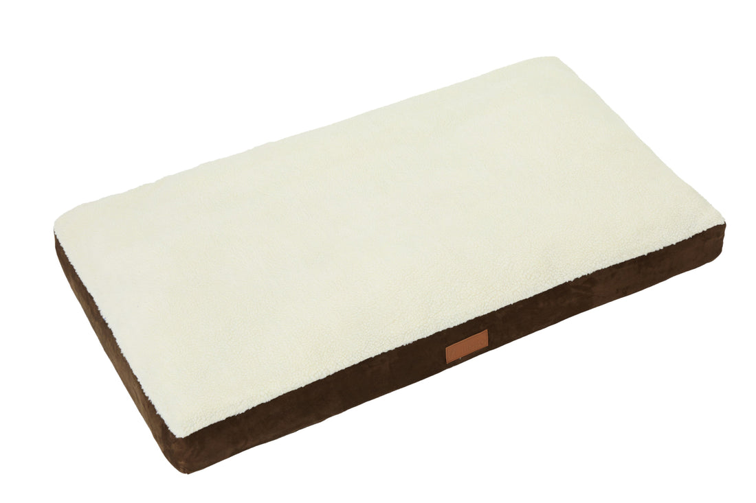 Ellie-Bo Orthopaedic Foam Brown Dog Bed with Faux Suede and Sheepskin Topping