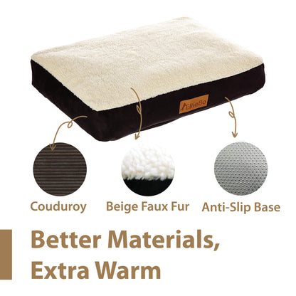 Ellie-Bo Black Dog Bed with Faux Suede and Sheepskin Topping
