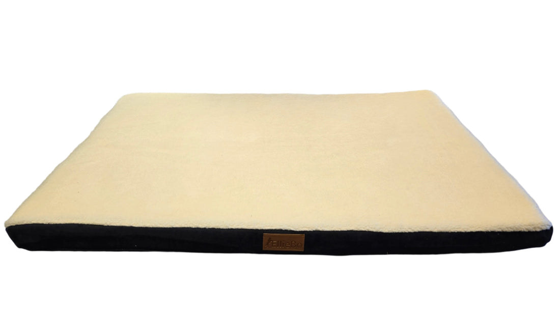 Ellie-Bo Black Memory Foam Dog Bed with Faux Suede and Sheepskin Topping