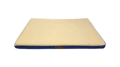 Ellie-Bo Blue Memory Foam Dog Bed with Faux Suede and Sheepskin Topping