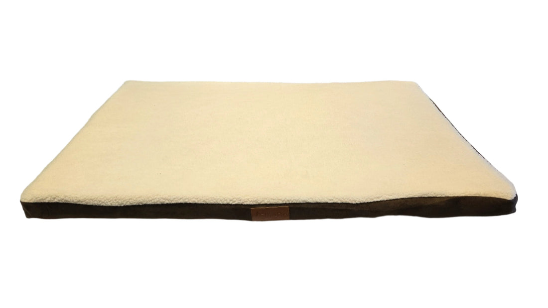 Ellie-Bo Brown Memory Foam Dog Bed with Faux Suede and Sheepskin Topping