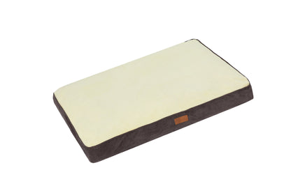 Ellie-Bo Dog Bed with Brown Corduroy Sides and Beige Faux Fur Topping