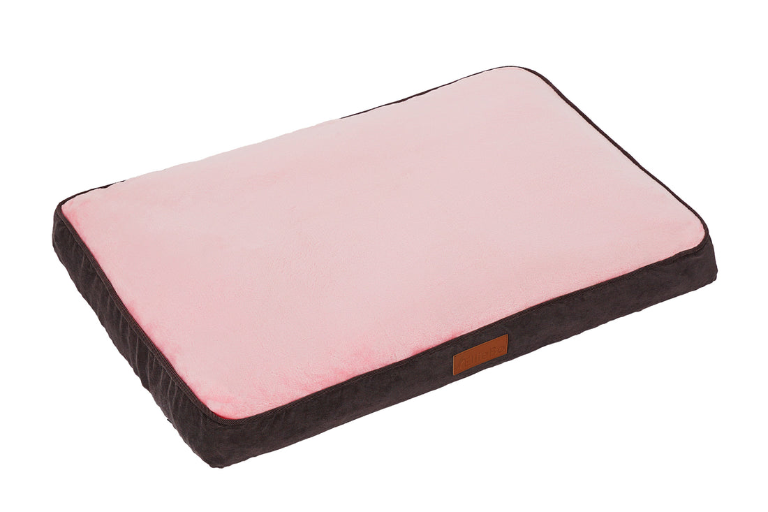 Ellie-Bo Orthopaedic Foam Dog Bed with Brown Corduroy Sides and Pink Faux Fur Topping