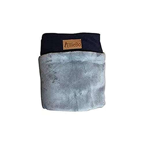 Ellie-Bo Dog Bed Cover with Blue Corduroy Sides and Grey Faux Fur Topping