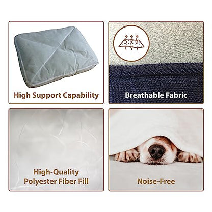 Ellie-Bo Dog Bed with Blue Corduroy Sides and Grey Faux Fur Topping